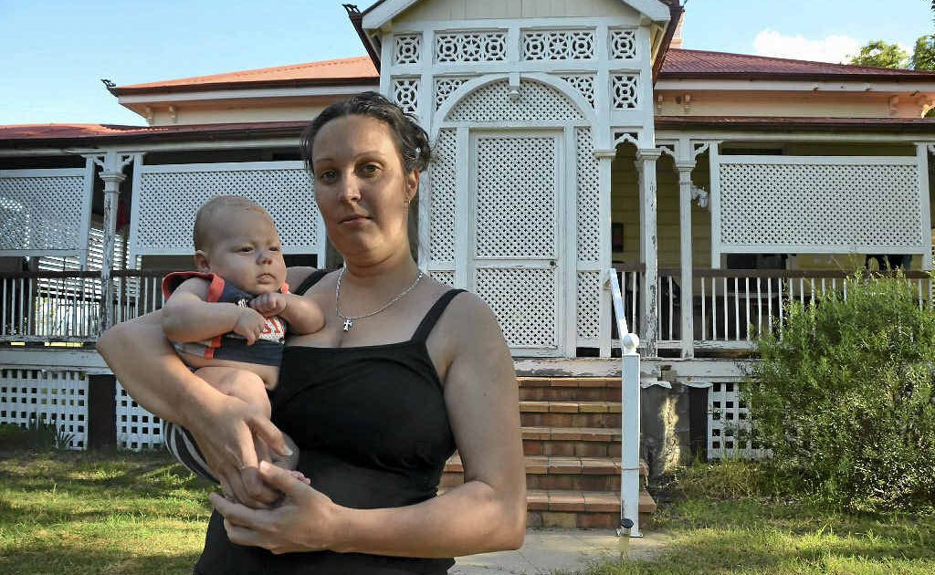Emily Mann and baby Eli Dobbins have been living in a house with asbestos for 10 months without knowing.